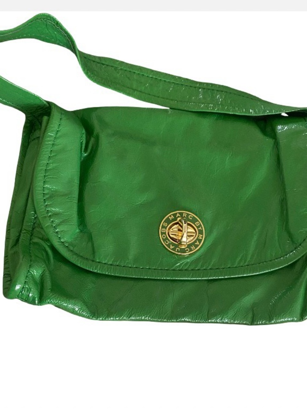 Marc by Marc Jacobs Emerald Green Leather Crossbody with Gold Turn-Lock